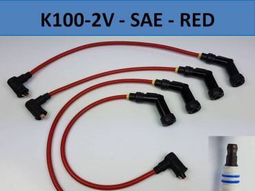 K100-2V Ignition wires Set of 4 - SAE Connector like original - Red
